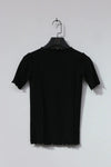 BASERANGE Ruffled Ribbed Cotton T-Shirt BAS-TTO3-RB-000-HEI Black TTO3-RB-000
